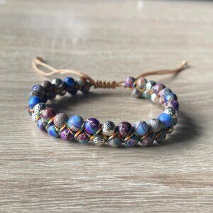 Bohemian Jasper Bracelet, 6mm Sea Sediment Bracelet, Spiritual Protection Bracel